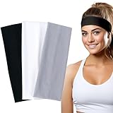 Qufiiry 3 Pack Yoga Headbands, Elastische Haarbänder, Sport Stirnband Damen, rutschfest Haarband...