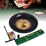 MRKU 10-Zoll-Roulette-Set, Casino-Spiele-Plattenspieler-Set mit 1-2-5-10-25-50 Chips x 10, kleine...