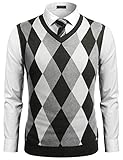 COOFANDY Herren Pullunder Strickweste Ärmellose Pullunder V-Ausschnitt Slim Fit Casual Einfarbig...