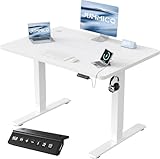 JUMMICO Höhenverstellbarer Schreibtisch mit USB-Ladeanschluss 100 x 60 cm, Schreibtisch...