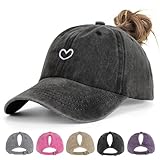 HeyCaps Pferdeschwanz Baseball Cap Damen Verstellbare Baseballkappe Vintage Mützen Sonnenschutz...