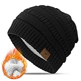 KEECOW Damen Strickmütze Beanie, Mütze Damen Winter, Double Fleece Line Warm Thermal Beanie für...