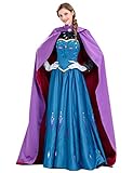 Angelaicos Damen Eiskönigin Kostüm Cosplay Kleid mit Uhr - Violett - Large