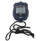 JZK Handheld Digital Stoppuhr Timer, 2 Zeilen 10 Speicher, Countdown Alarm, Akku + Lanyard, PC2810,...