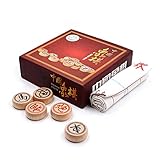 Gobus Beechwood Chinesisches Schach Set Xiangqi Reise Spiele Sets mit Leder Schachbrett in Einer...