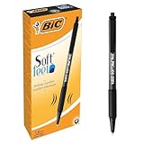 BIC Kugelschreiber Set Soft Feel Clic Grip, in Schwarz, Strichstärke 1.0 mm, 12er Pack, Ideal für...