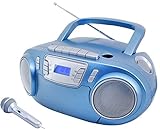 Soundmaster SCD5800BL UKW Radio CD MP3 Kassettenrekorder LED USB Mikrofon Karaoke Karaokefunktion...