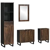 Gecheer Badezimmermöbel Set mit Schubladen mit Regal mit Speicher mit Tür mit Spiegel 4 pcs Weiß...