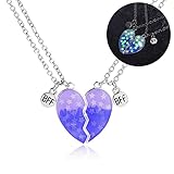 2 STÜCKE, Entzückende BFF Halsketten, Beste Freunde Herz Anhänger Halsketten mit Glühen,...