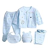 5PCS Comic-Set + Top mit Langen Ärmeln für Mädchen + Hut + Hosen für Babys Outings & Set (Blue,...