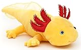 Uni-Toys Original Axolotl (gelb mit blauen Augen) - 32 cm (Länge) - Plüsch-Wassertier -...