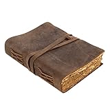 moonster Vintage Leder Notizbuch - 240 Seiten Holzfreies Baumwoll-Büttenpapier - Handgefertigtes...