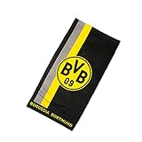 Borussia Dortmund BVB-Handtuch mit Logo im Streifenmuster (50x100cm), Baumwolle, Mehrfarbig