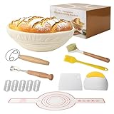 10 Stück Gärkorb Brot Set, 23 cm Gärkorb Rund,Gärkörbchen zum Brotbacken,Handgeflochtener...