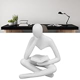 Sitzende Figur, Abstrakte Skulptur Einer Denkenden Person Auf Einem Bücherregal, Lesende Frau,...