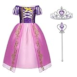 ACWOO Kinder Mädchen Prinzessin Kostüm, Prinzessin Rapunzel Lang Kleid Festkleid Maxikleid mit...