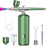 Airbrush Set mit Kompressor, 48PSI Kabellose Spritzpistole mit 0,3mm Düse und...