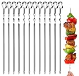 12 Stück Grillspieße, 39CM Grill Kabob Spieße Edelstahl Lange Spieße Schaschlikspieße...