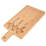 TARUNMO Käsebrett Mit Käsemesser Set Alle Natürlichen Bambus, Cheese Board Set Von 4,...