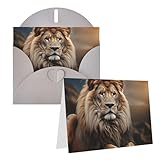 SDTYKHJ Grußkarte mit Umschlägen, 10,2 x 15,2 cm, blanko, Notizkarten, kreative Tiere, Löwe,...