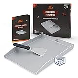 grillart® Premium Plancha Grillplatte mit Grillspachtel aus massiven 4mm Edelstahl – 30x40cm...