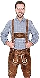 Bayerische Herren Trachten Lederhose kurz, Trachtenlederhose mit Trägern, original in Mittelbraun,...