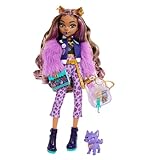 Monster High Clawdeen Wolf-Puppe mit Hund Crescent und Accessoires wie Rucksack, Kalender, Snacks...