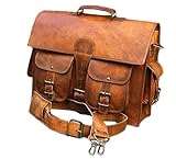 Vintage Couture 16-Zoll-Laptoptasche für Herren, echtes Leder, handgefertigt in Braun