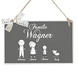Türschild Familie Klingelschild Türschild personalisiert Familienschild Vornamen und Figuren,...