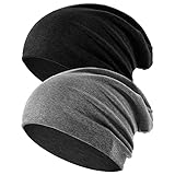 flintronic Beanie Mütze, 2 Stücke Slouch Beanie Mütze aus Baumwolle, Leicht und Weich...