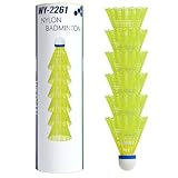 flintronic Badmintonbälle, 6 Pcs Nylon Federbälle, Badminton Bälle mit Hoher Stabilität und...