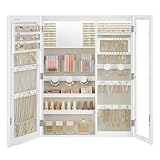 SONGMICS Schmuckschrank, Spiegelschrank, Glasfenster, Wandmontage, 10 x 60 x 80 cm, Innenspiegel,...