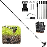 TUIBEIDAMAI Unkrautstecher mit Langem Stiel 180cm, unkrautjäter Hand, 2-in-1 Unkrautrechen und...