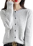Bollrllr Damen-Strickjacke aus Kaschmir, Rundhalsausschnitt, für Frühling, Herbst, Winter,...