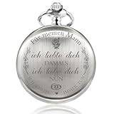 TREEWETO Taschenuhr mit Gravur Kette Herren Silber Geschenk zum Geburtstag Hochzeitstag Jahrestag...