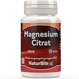 NaturBite Magnesiumcitrat – 60 Tabletten – 400 mg pro Tablette – hochabsorbierendes...