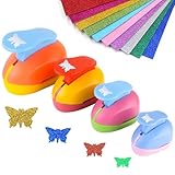 4 Stück Papierstanzer Set, Motivstanzer Motivlocher Stanzer Ausstanzer Set, Motiv Locher Stanzer...