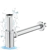 KINKIBOS Messing Siphon Universal für Bad Waschbecken & Waschtisch, Flaschensiphon in 1 1/4 x 32...
