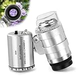 JUOIFIP Juwelier Lupe 60X mit Licht Mini Mikroskop,Taschenmikroskop Edelsteinelupe mit LED/UV Licht...
