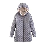 Damen Steppjacke Long, Übergangsmantel Damen, Leichter wasserabweisender Puffermantel Damen Checked...