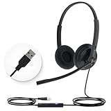 Yealink UH34 USB Wired Headset mit Mikrofon - Stereo-Kopfhörer mit Geräuschunterdrückung,...