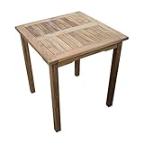 Strandkorbwerk Teakholz Gartentisch rechteckig Beistelltisch naturbelassen Teak Tixsch (70 cm x 70...