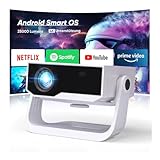 2025 Neuer Smart Beamer 4K Unterstützung, Android 11, Full HD 1080P, 25000 Lumens, WiFi 6 & BT 5.2,...