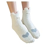 FASLOLSDP Kuschelsocken Herren Stickerei Home Softe Frauen warme Slip Socken Fleece-Socken...