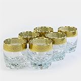 Joseph Sedgh Collection Greek Key Double Old Fashion Whiskey, Bourbon, Scotch, Set mit 170 - 292 ml...