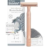 SkinVe Premium Rasierhobel Rosegold Edition für Damen inkl. 10 Rasierklingen I Zero Waste...