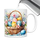 Osterkaffeetasse, Osterbecher Tassen - Buntes 350 ml Keramik lustige Trinkbecher -Teetasse mit...