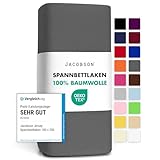 Jacobson Jersey Spannbettlaken Spannbetttuch Baumwolle Bettlaken (180x200-200x200 cm, Anthrazit)