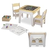 Juskys Kindersitzgruppe Milou - Set mit 2 Stühlen & 1 Tisch - Kindertisch Holz - Spieltisch mit...