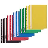 D.RECT Schnellhefter A4-10 Stück(5 Farben je 2x) - Pappschnellhefter A4 mit Lochung aus Kunststoff...